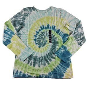 Lands' End Long Sleeve Crew Neck Tee T-Shirt Kids Size Large Dark Peacock Swirl